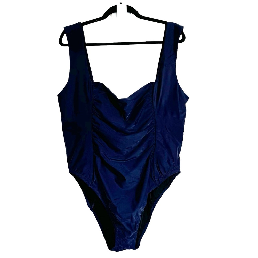 J. Crew Swimsuit Square Neck Ruched One Piece Thick Strap NEW BF179